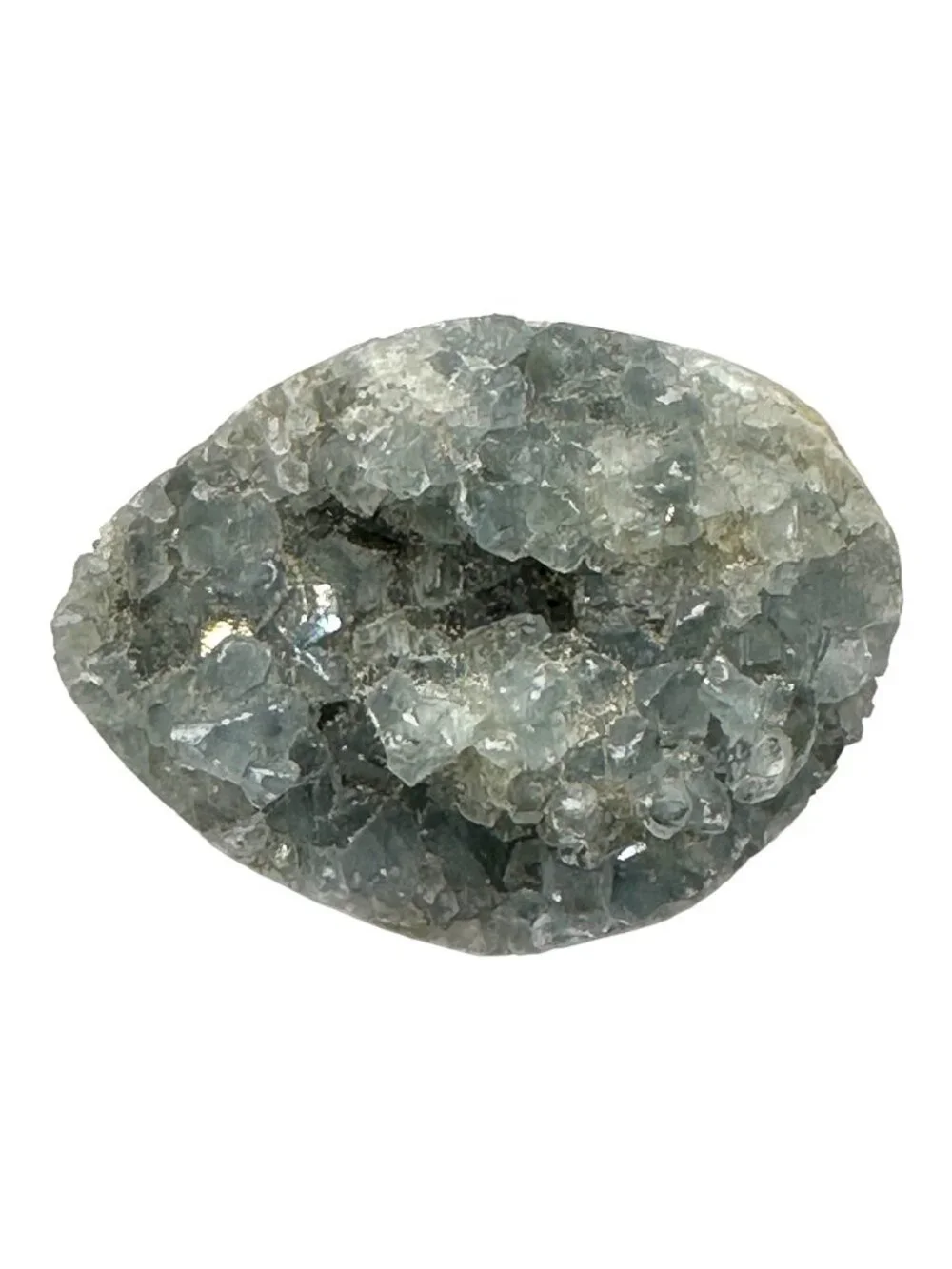 Natural Blue Celestite Geode Cluster On Display Stand - 2.5 Inches Long